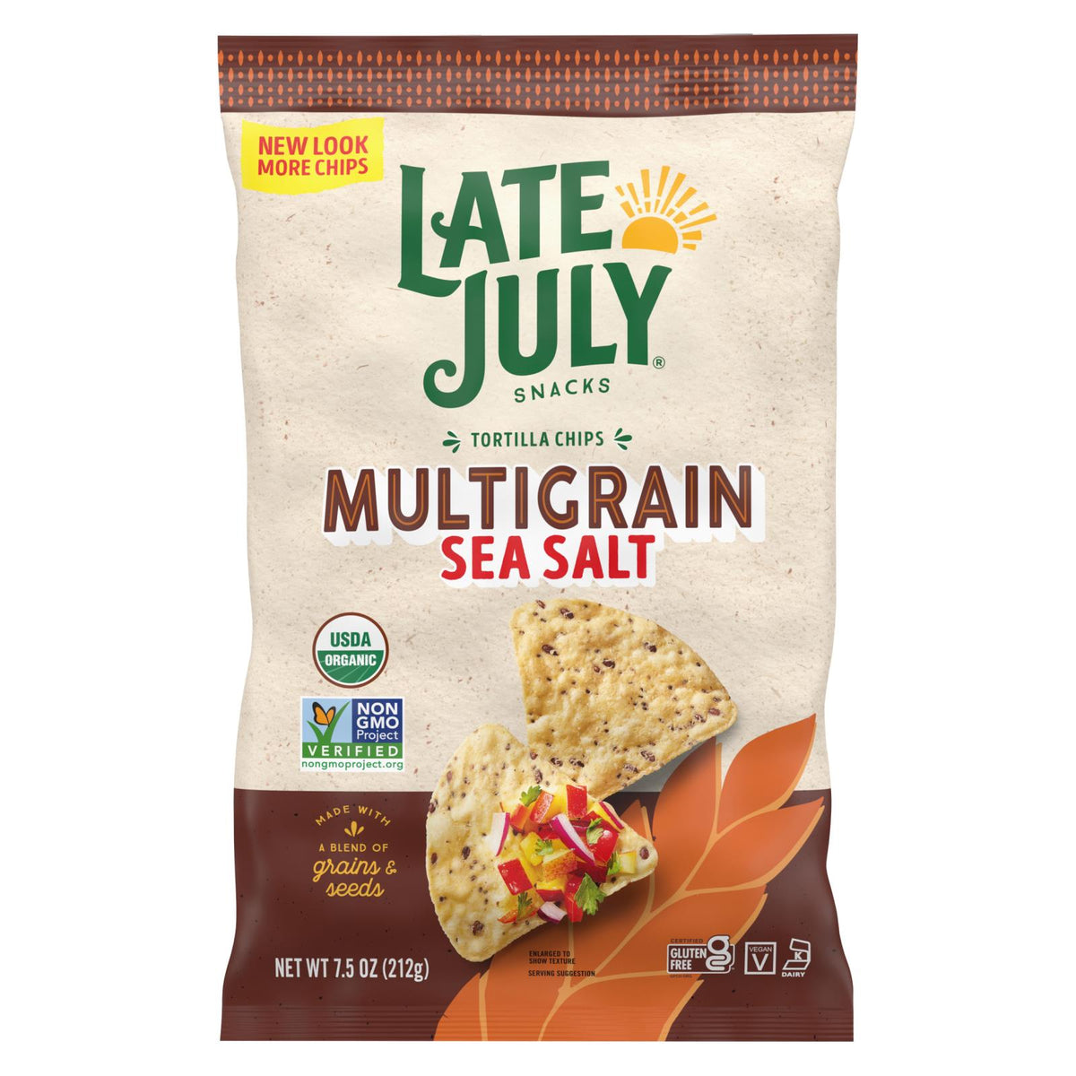 Late July Snacks - Tort Chips Multigrn Sea Salt Gluten Free - Case Of 12-7.5 Oz