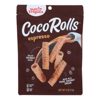 Sun Tropics Coco Rolls Espresso, Rolled Coconut Wafer  - Case Of 12 - 4 Oz