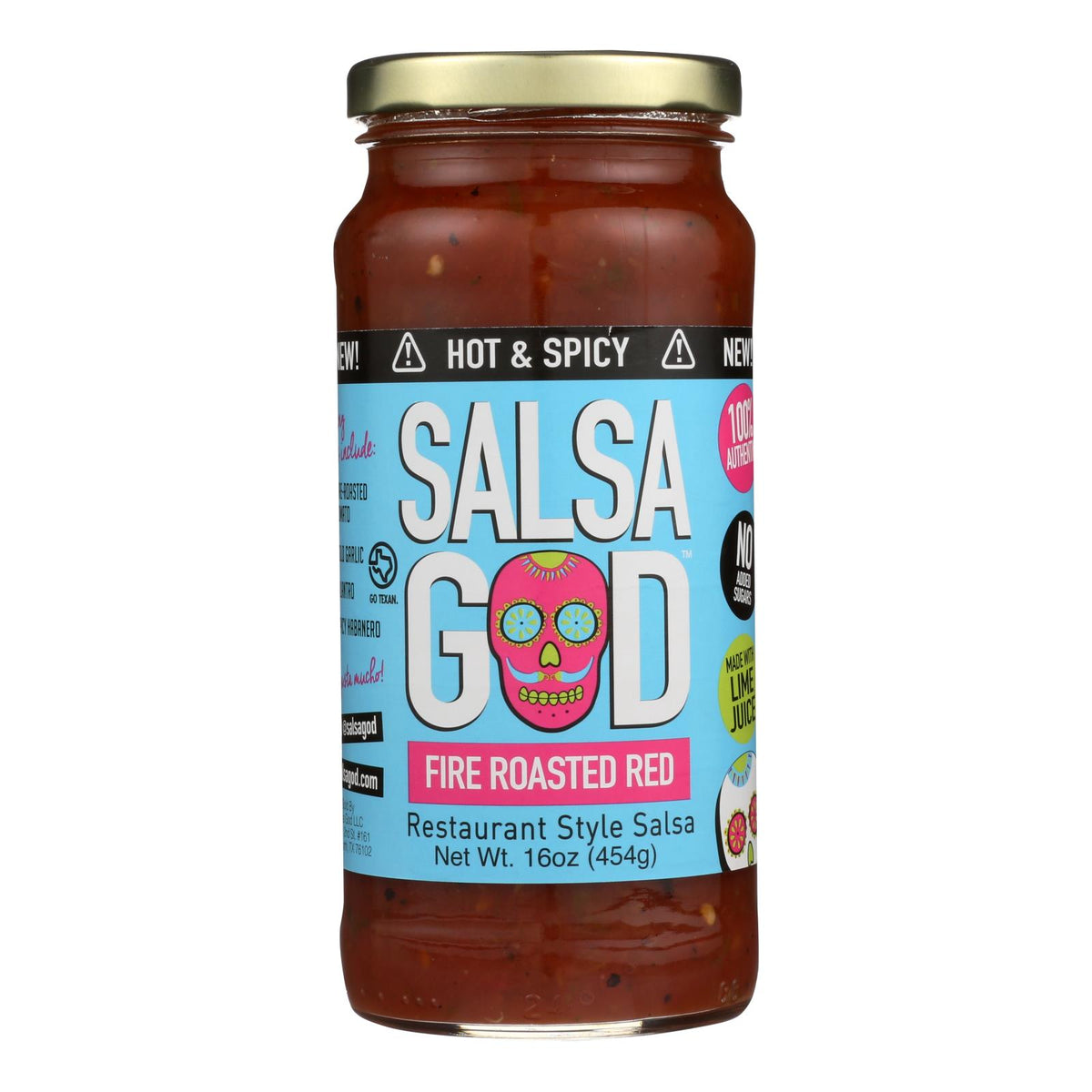 Salsa God Hot Fire Roasted Red Salsa  - Case Of 6 - 16 Oz