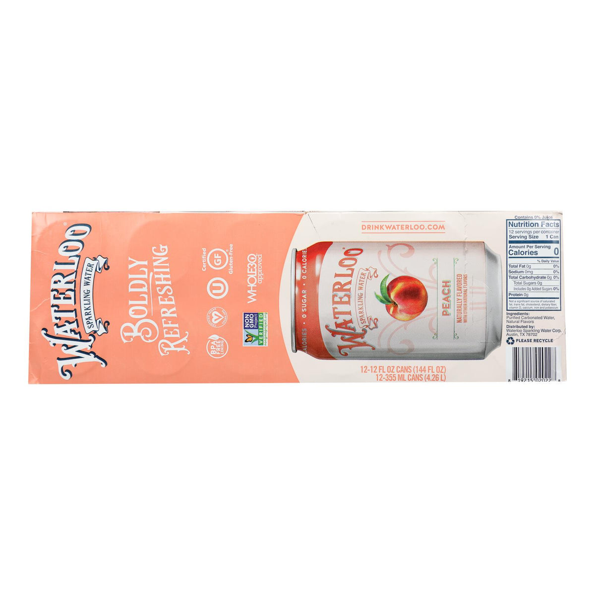 Waterloo - Sparkling Water Peach - Case Of 2-12/12 Fz