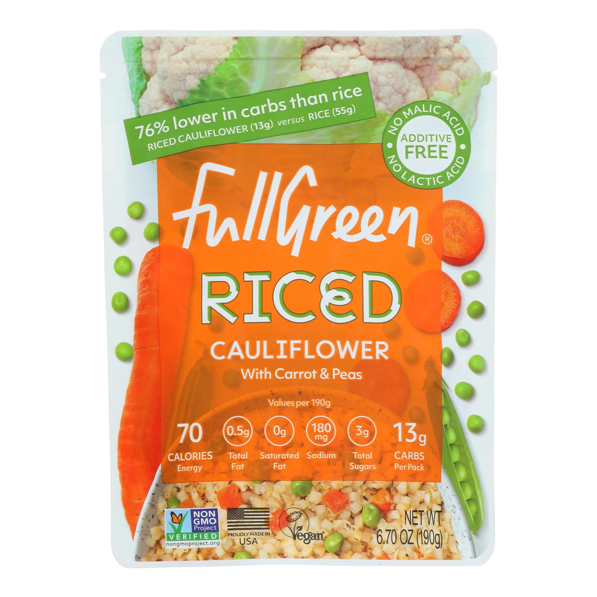 Fullgreen - Rice Clflwr Carrot Peas - Case Of 6-6.7 Oz