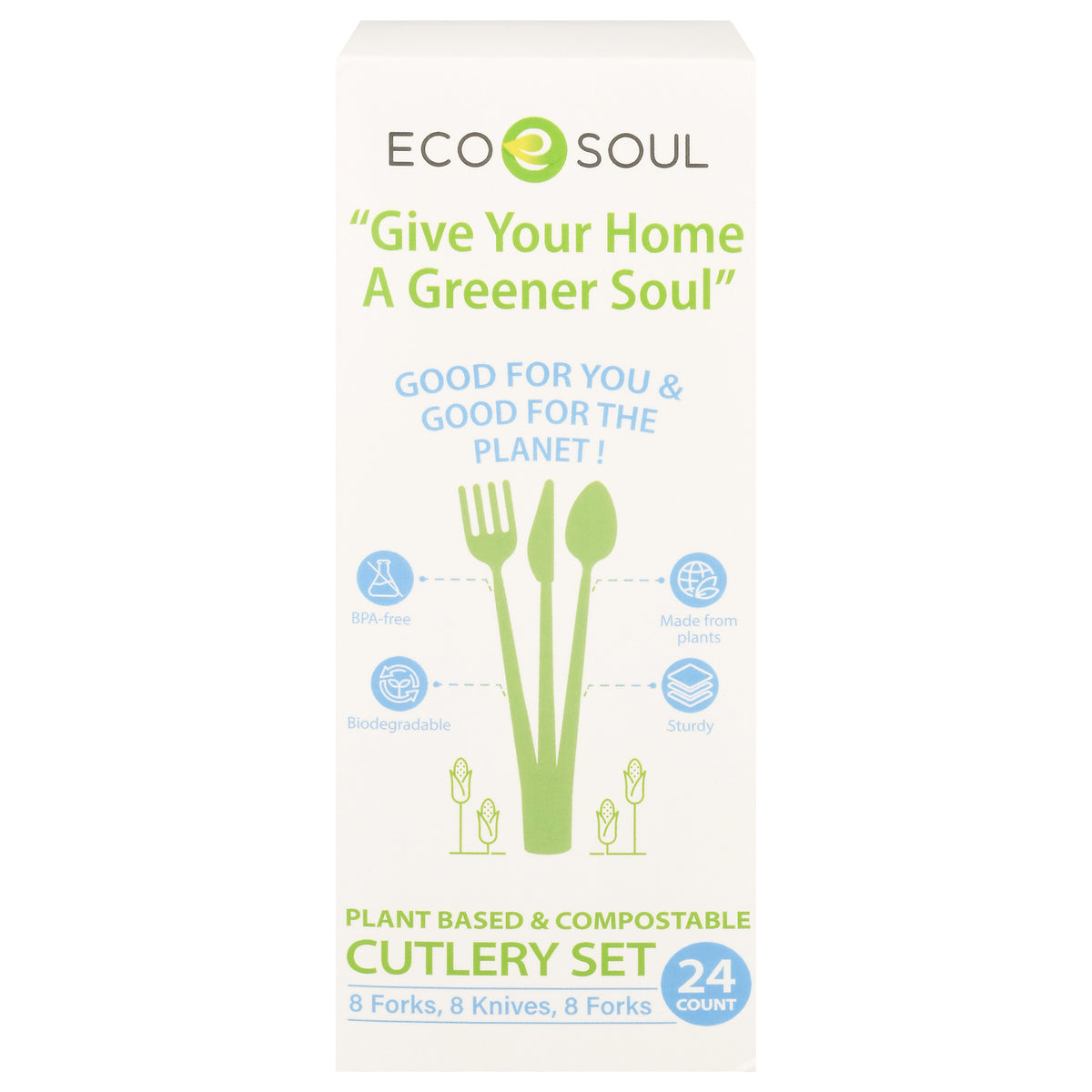 Ecosoul - Cutlery Set Compostable - Case Of 24-24 Ct