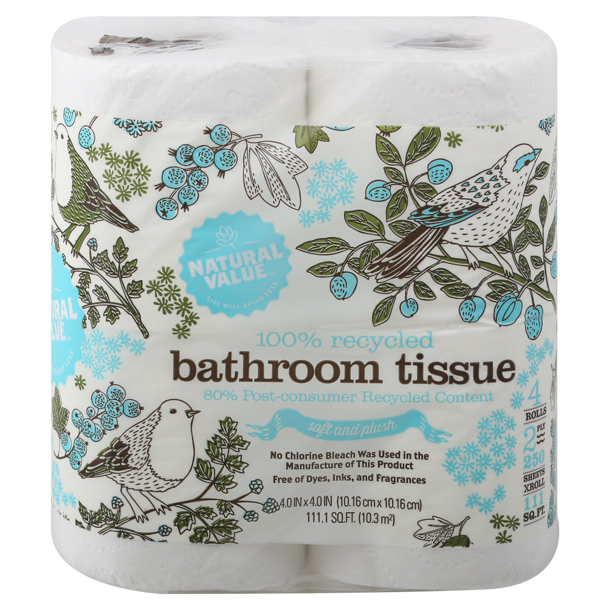 Natural Value - Bath Tissue 250sht - Case Of 24 - 4 Pk