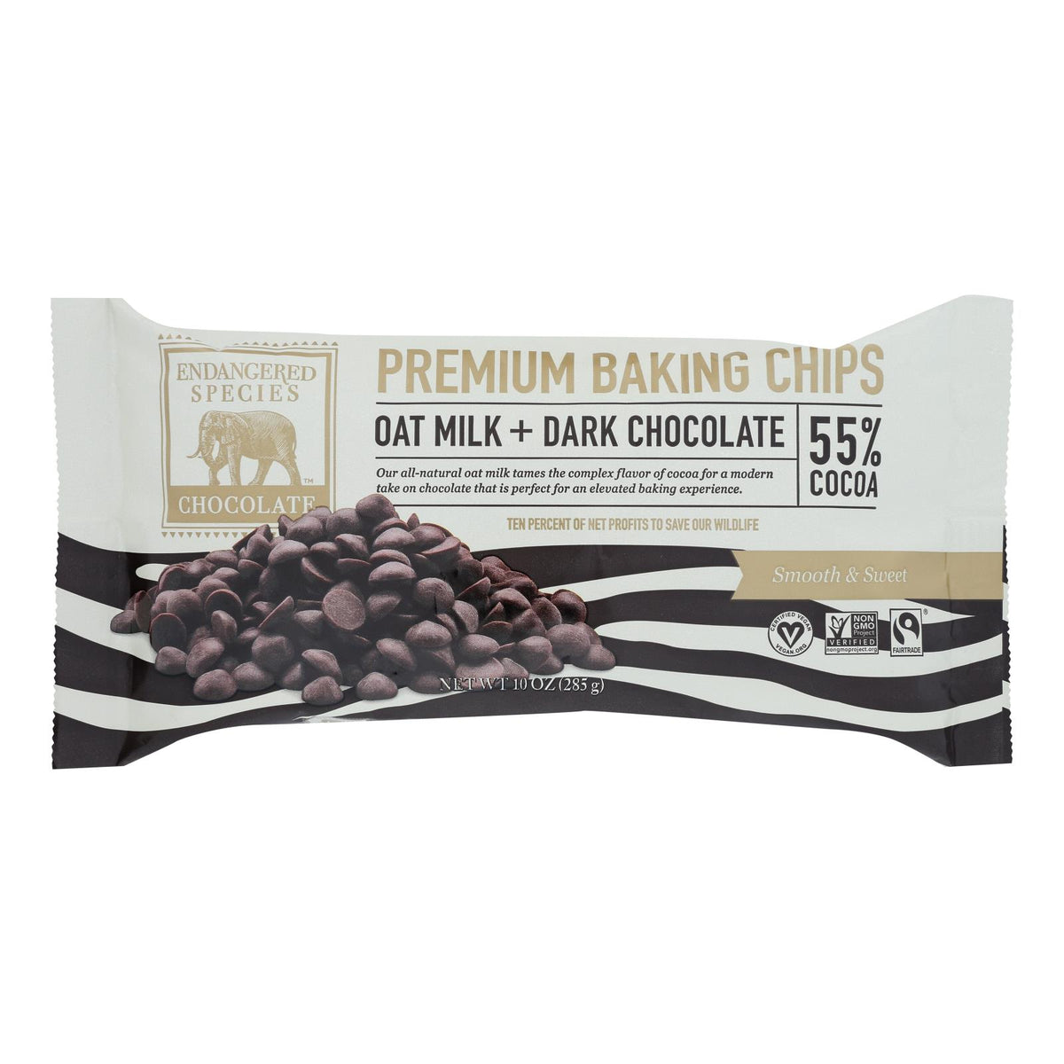 Endangered Species Chocolate - Bking Chip Oatmlk Dark Chocolate - Case Of 6-10 Oz