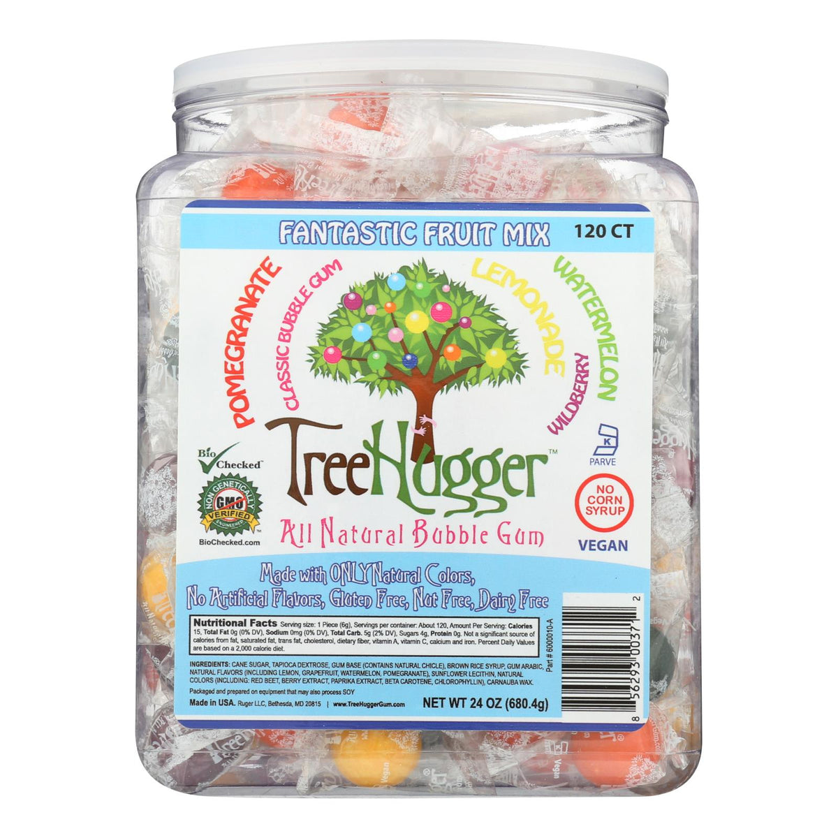 Treehugger Natural Bubble Gum Fantastic Fruit Mix  - Case Of 120 - Ct