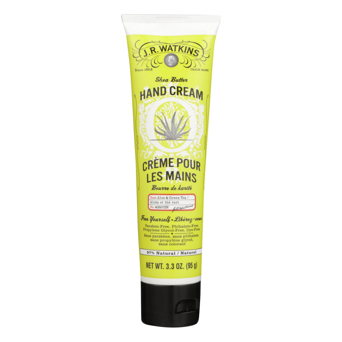 J.r. Watkins - Hand Cream Aloe And Green Tea - Case Of 3 - 3.3 Fz