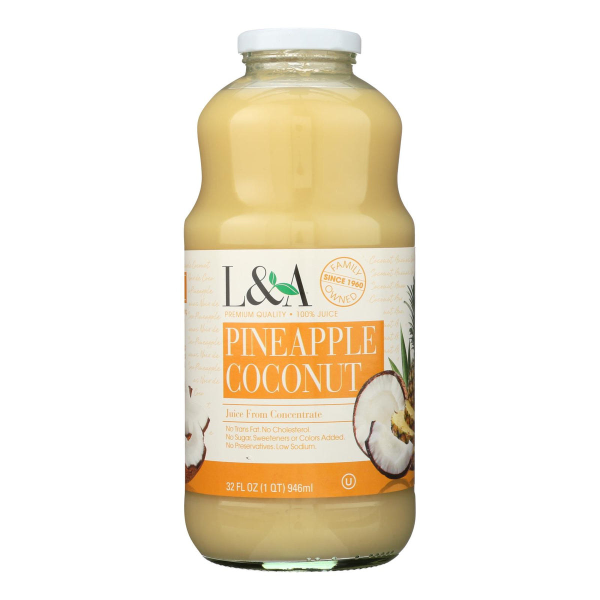 L And A Juice - Pineapple Coconut - Case Of 6 - 32 Fl Oz.