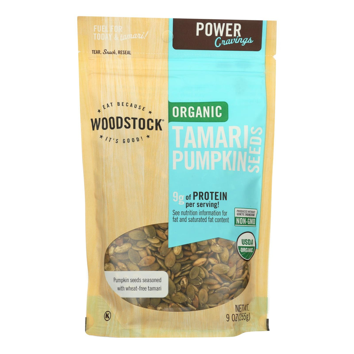 Woodstock Organic Tamari Pumpkin Seeds - Case Of 8 - 9 Oz