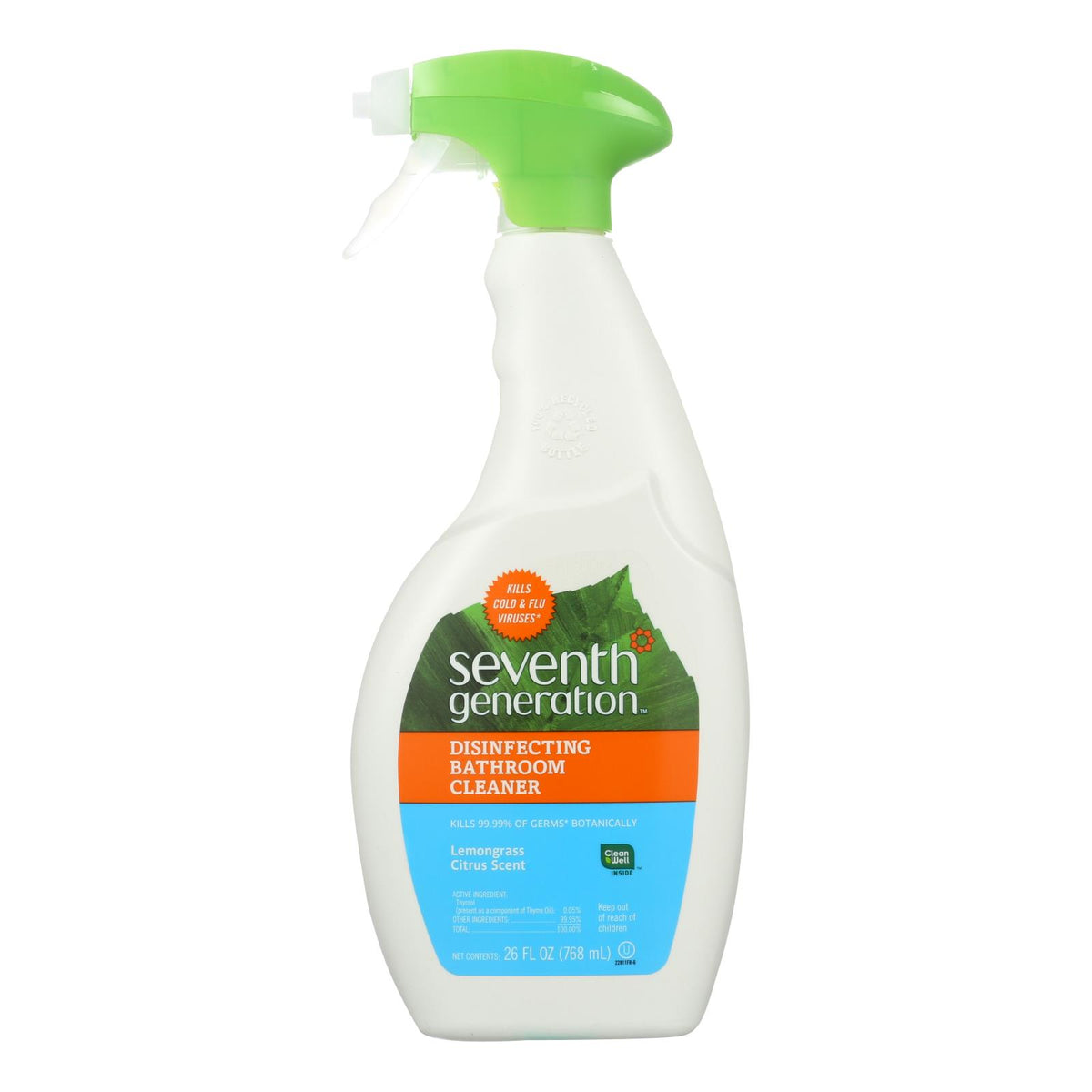 Seventh Generation Disinfecting Bathroom Cleaner - Lemongrass Thyme - Case Of 8 - 26 Fl Oz.