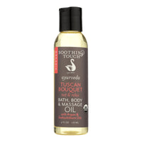 Soothing Touch Bath Body And Massage Oil - Ayurveda - Tuscan Bouqet - Rest And Relax - 4 Oz