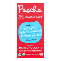 Pascha - Bar Chocolate 70% Cacao - Case Of 10 - 2.82 Oz