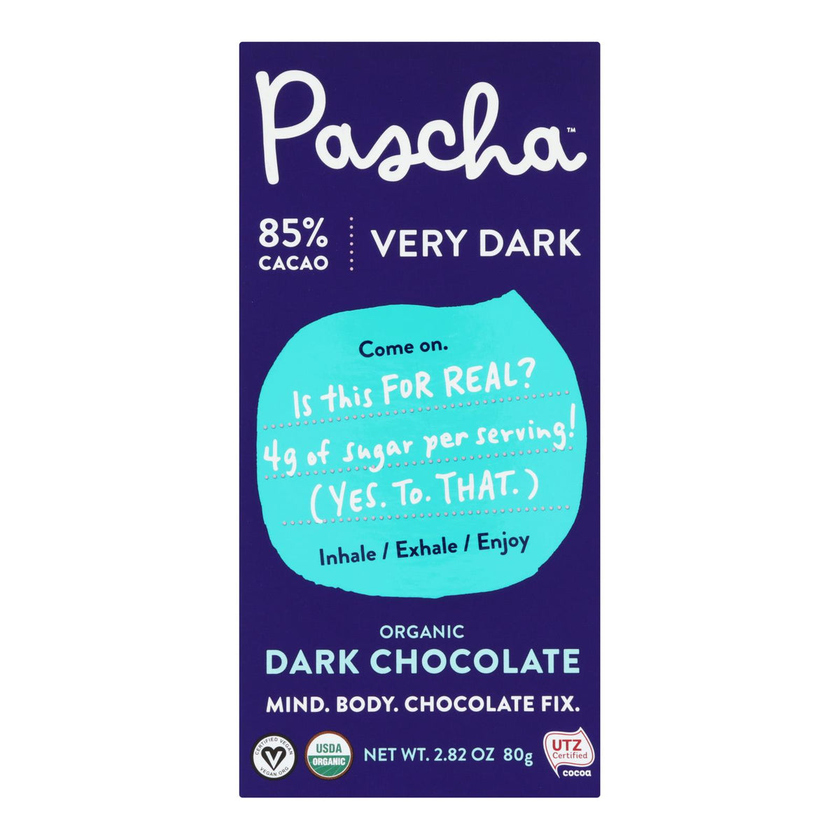 Pascha - Bar Chocolate 85% Cacao - Case Of 10 - 2.82 Oz