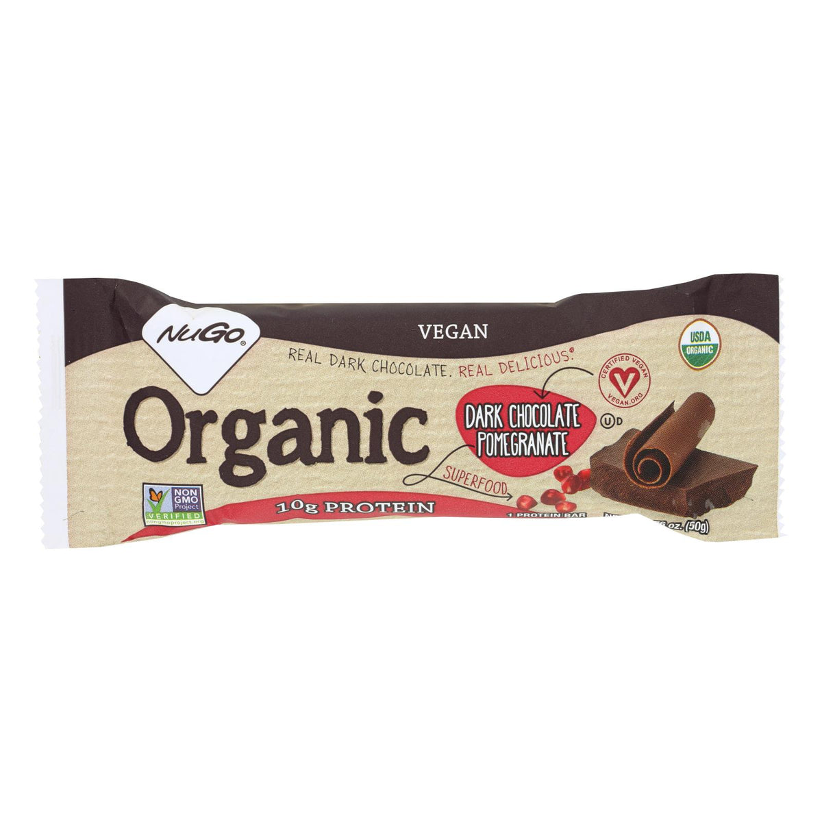 Nugo Nutrition Bar - Organic Dark Chocolate Pomegranate - 50 Grm - Case Of 12