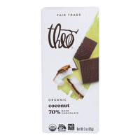 Theo Chocolate Organic Chocolate Bar - Classic - Dark Chocolate - 70 Percent Cacao - Coconut - 3 Oz Bars - Case Of 12