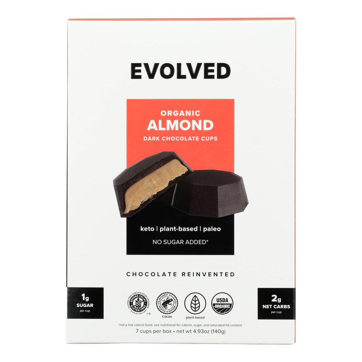 Evolved - Keto Cups Almond 7pk - Case Of 6-4.93 Oz