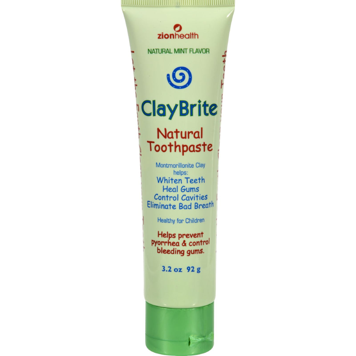 Zion Health Claybrite Natural Toothpaste - Natural Mint - 3.2 Oz