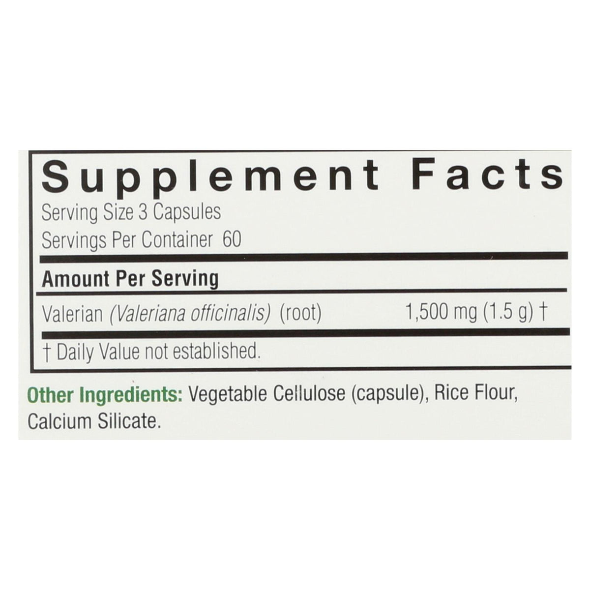 Nature's Answer - Valerian Root - 180 Vegetarian Capsules