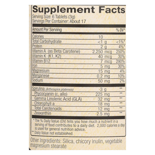 Nutrex Hawaii Pure Hawaiian Spirulina Pacifica - 500 Mg - 100 Tablets