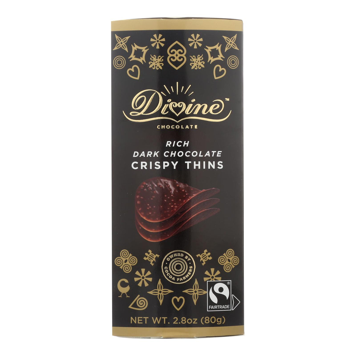 Divine - Crisp Thns Dark Chocolate - Case Of 12 - 2.8 Oz