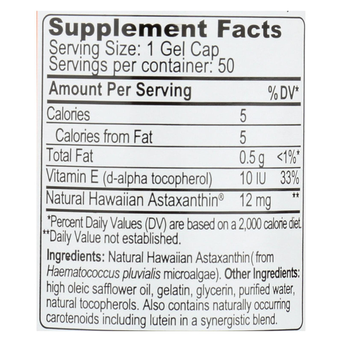 Nutrex Hawaii Bioastin Hawaiin Astaxanthin - 12 Mg - 50 Gel Caps