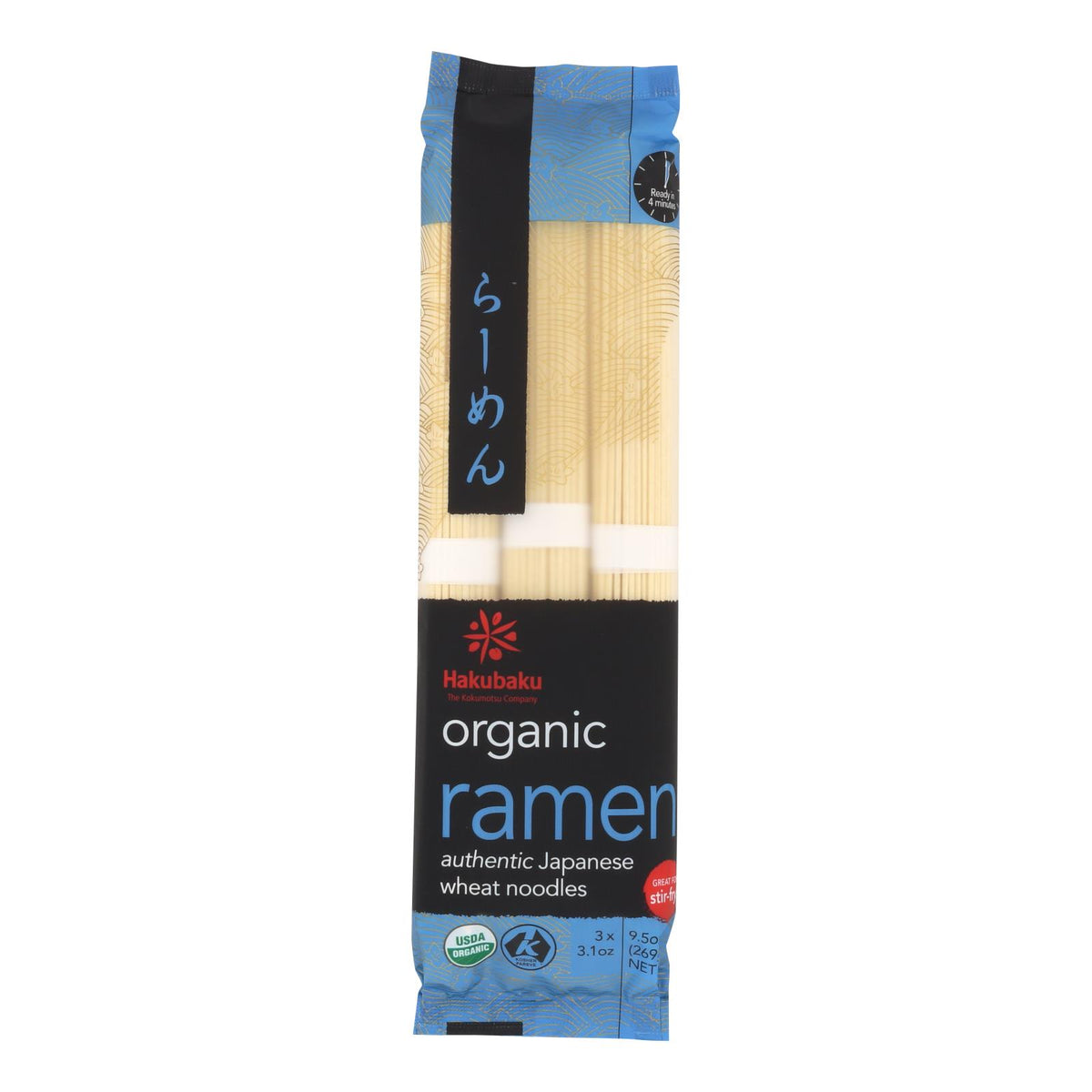 Hakubaku Organic Noodles - Ramen - Case Of 8 - 9.52 Oz