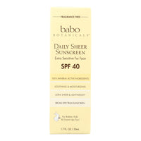 Babo Botanicals - Sunscreen - Daily Sheer - Spf 40 - 1.7 Oz