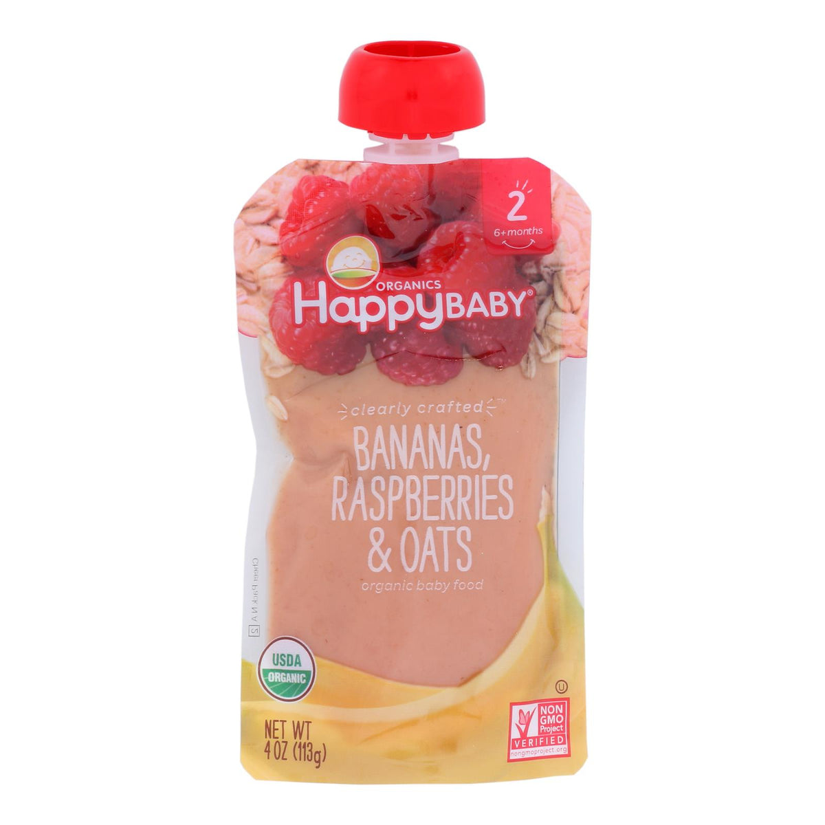 Happy Baby Happy Baby Clearly Crafted - Bananas Raspberries And Oats - Case Of 16 - 4 Oz.