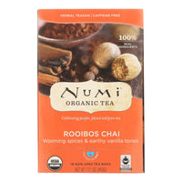 Numi Tea Organic Herbal Tea - Rooibos Chai - Case Of 6 - 18 Bags