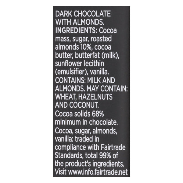 Divine - Bar Dark Chocolate W/almonds - Case Of 12 - 3 Oz