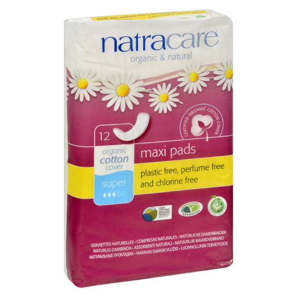 Natracare Natural Maxi Pads Super  - 12 Pack