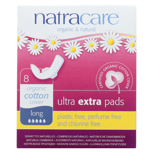 Natracare  Ultra Extra Pads W/wings - Long - 8 Count