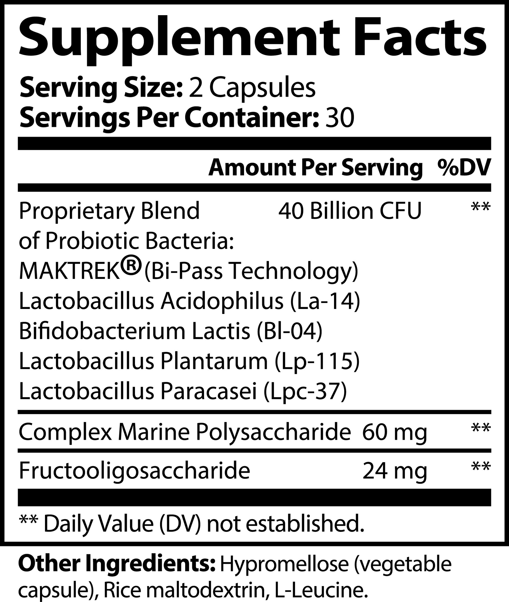 Probiotic 40 Billion with Prebiotics - Organic OTC