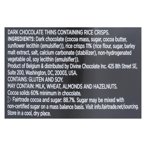 Divine - Crisp Thns Dark Chocolate - Case Of 12 - 2.8 Oz