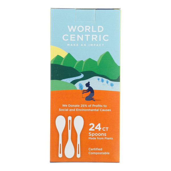 World Centric Cornstarch Compostable Spoon - Case Of 12 - 24 Count