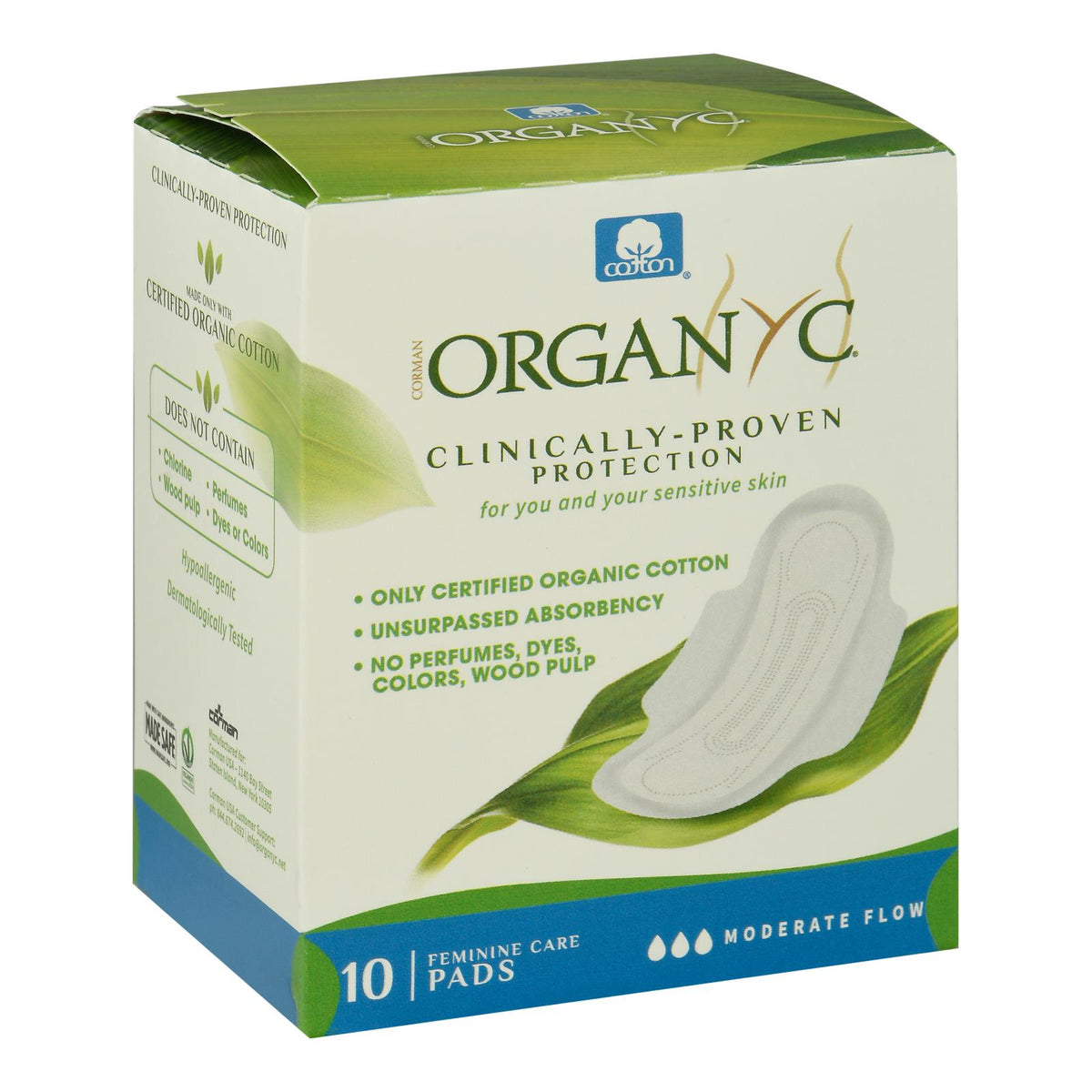 Organyc - Pads Ctn Mdrt Flw W/wng - 1 Each - 10 Ct