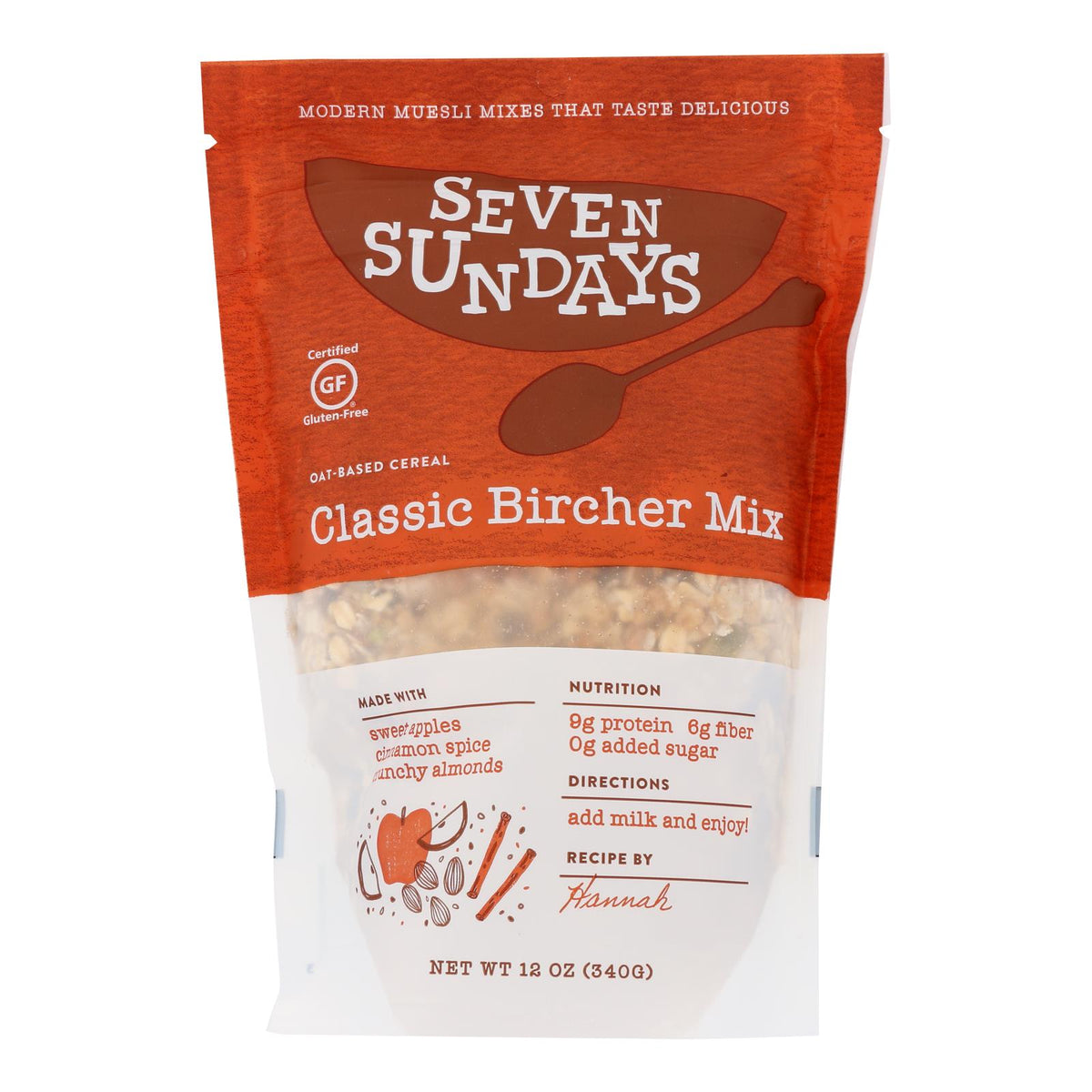 Seven Sundays Unsweetened Bircher Muesli  - Case Of 6 - 12 Oz