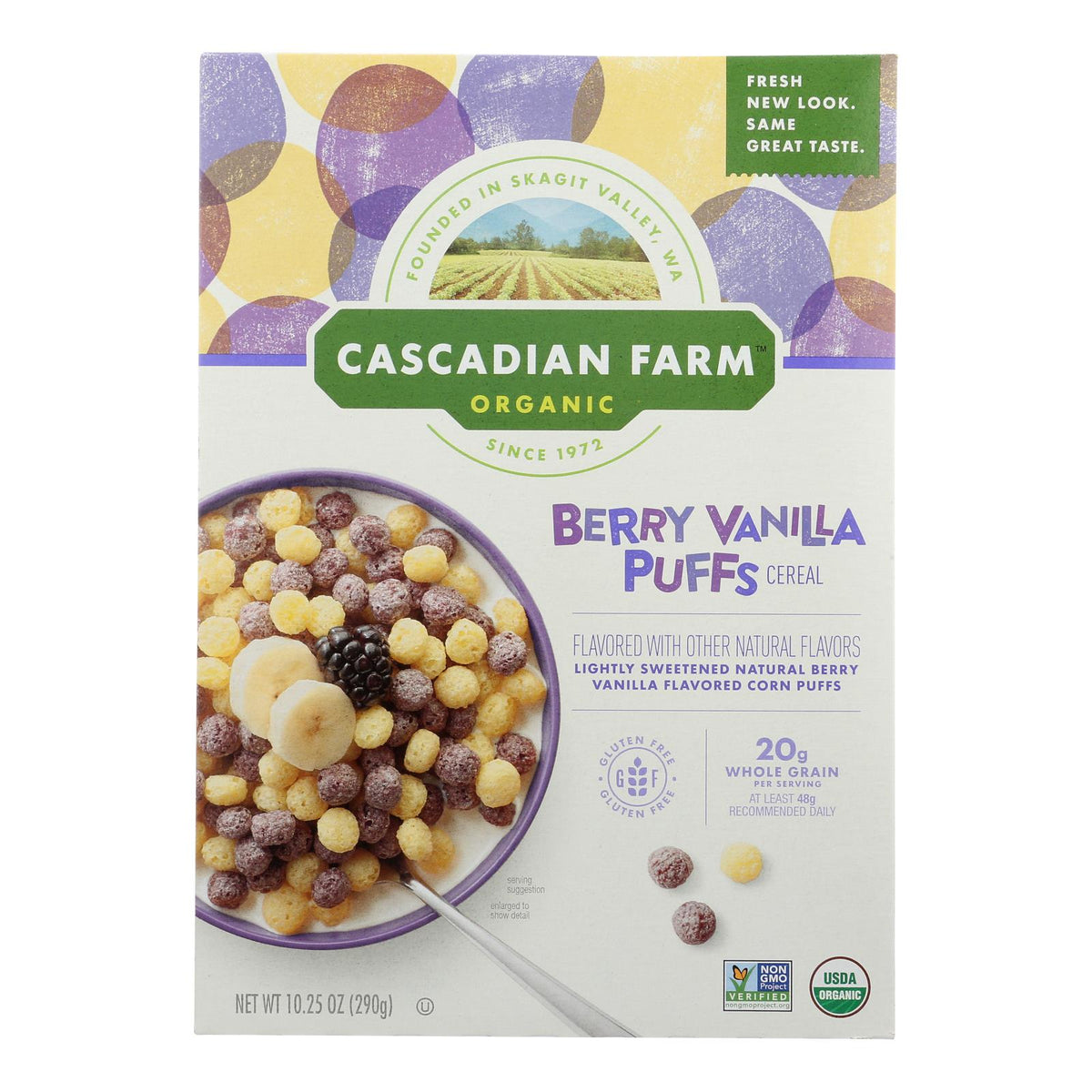 Cascadian Farm Cereal - Organic - Berry Vanilla Puff - 10.25 Oz - Case Of 12