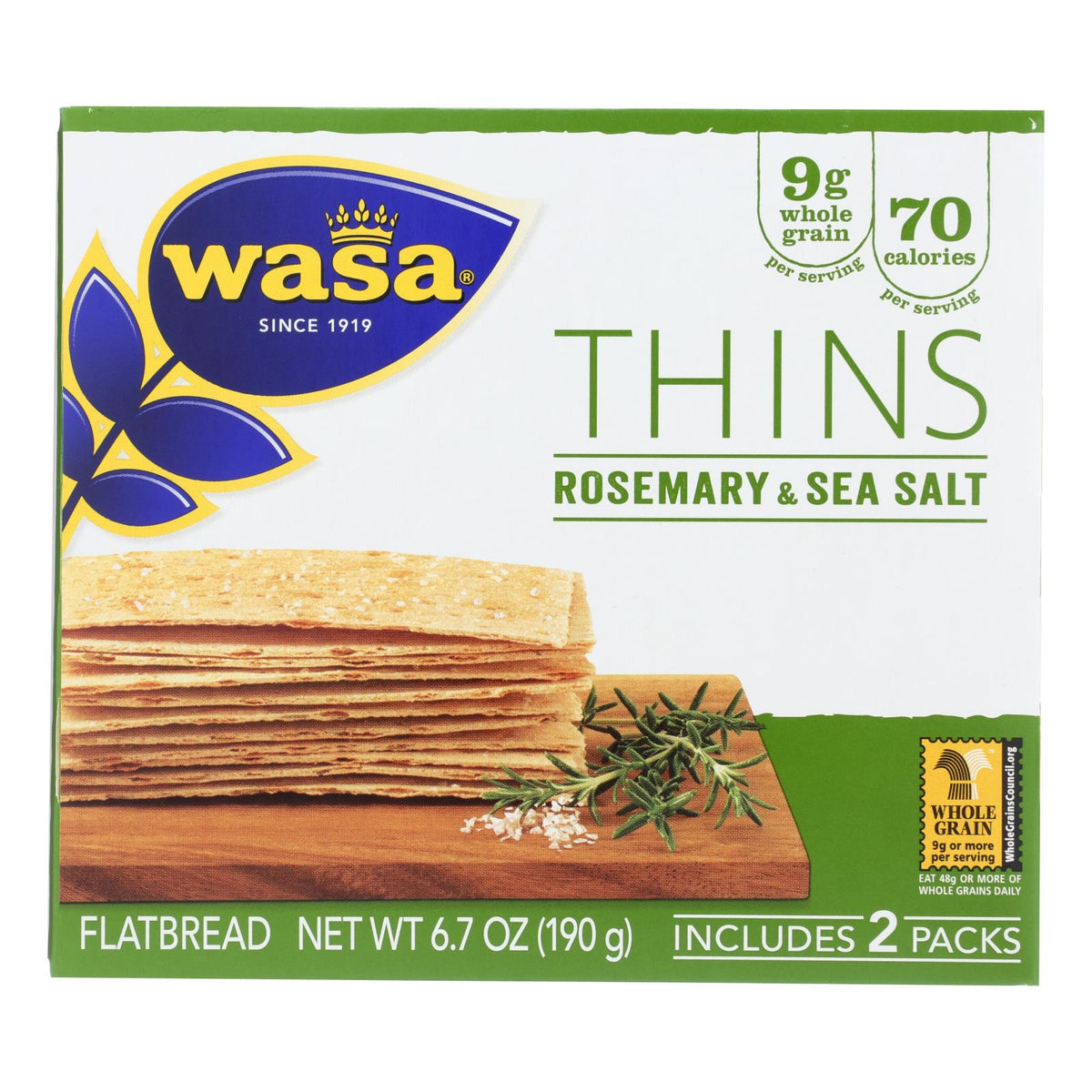 Wasa Rosemary & Salt Flatbread Thins - Case Of 10 - 6.7 Oz