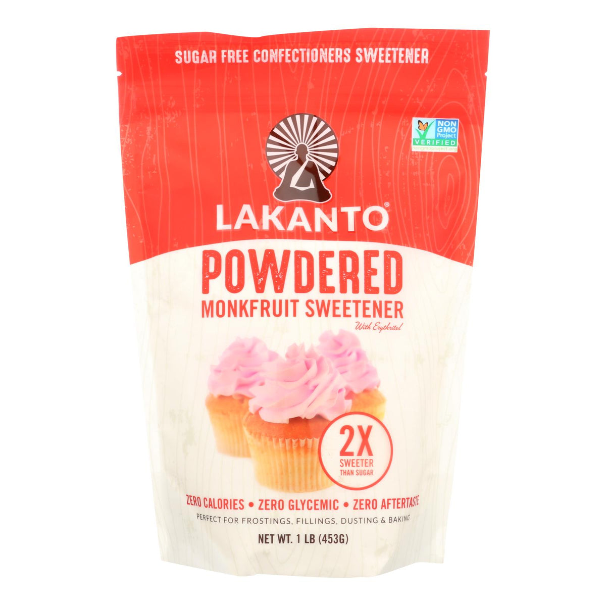 Lakanto Powdered Monkfruit Sweetener With Erythritol  - Case Of 8 - 1 Lb