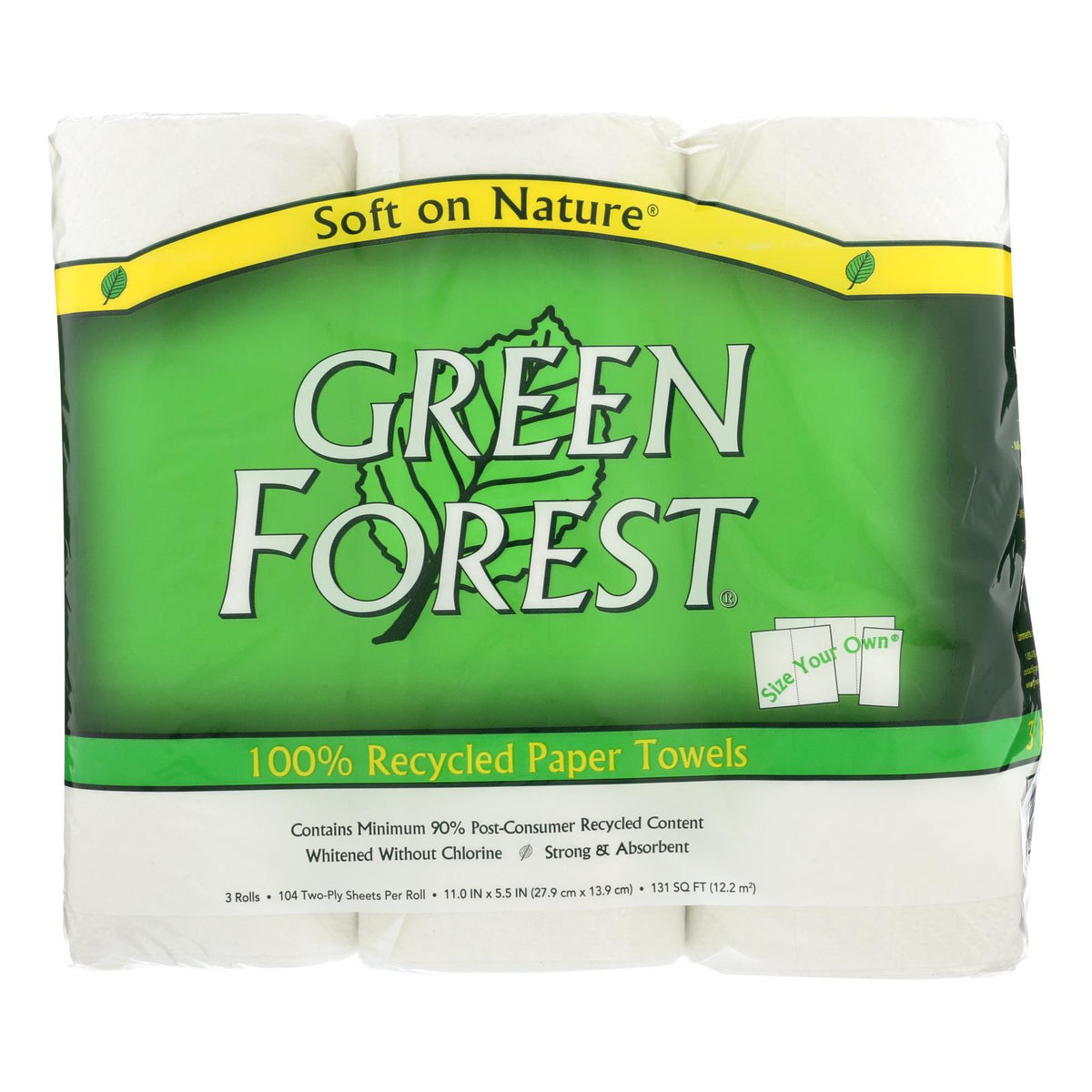 Green Forest Premium Paper Towels - White - Case Of 10 - 3 Roll.