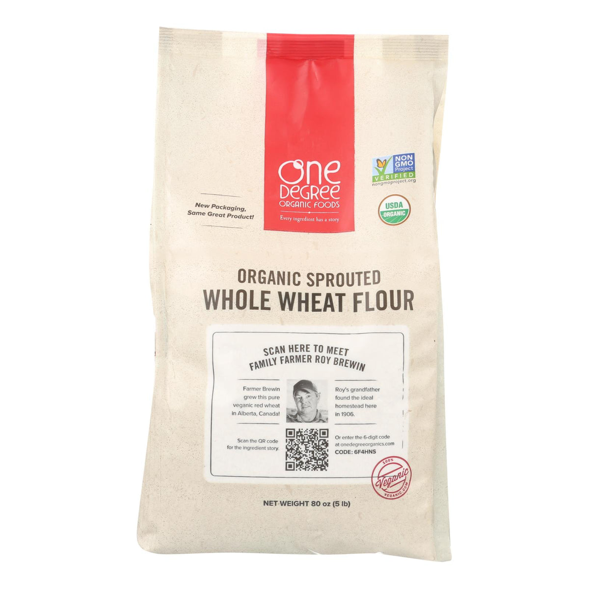 One Degree Organic Foods Whole Wheat Flour - Organic - Case Of 4 - 80 Oz.