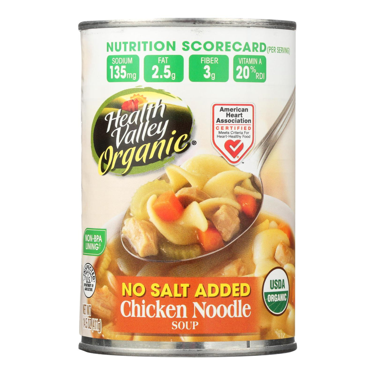 Health Valley Organic Soup - Chicken Noodle No Salt Added - Case Of 12 - 14.5 Oz.