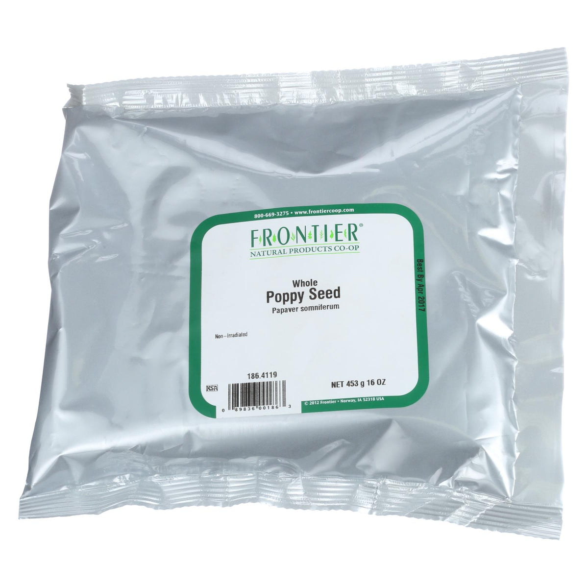 Frontier Herb Poppy Seed Whole A 1 Grade - Single Bulk Item - 1lb