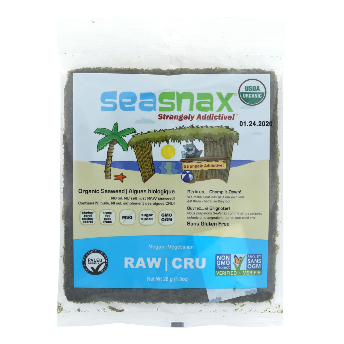 Seasnax Raw Seaweed Snack - Case Of 16 - 1 Oz.