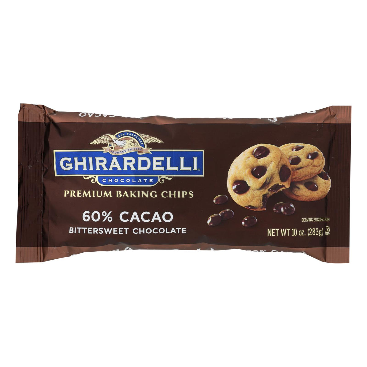 Ghirardelli Cacao Bittersweet - Chocolate Baking Chips - Case Of 12 - 10 Oz.