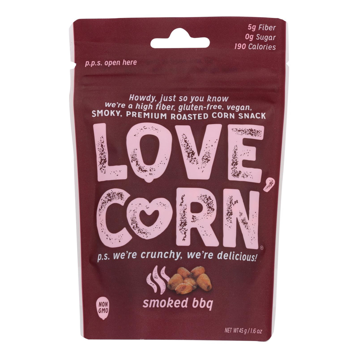 Love Corn - Roasted Corn Bbq - Case Of 10 - 1.6 Oz