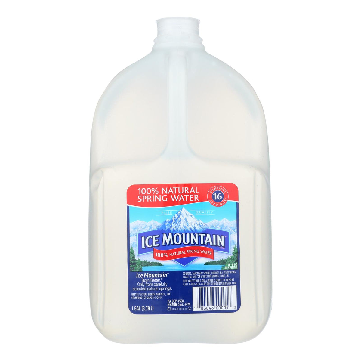 Ice Mountain 100% Natural Spring Water  - Case Of 6 - 1 Gal