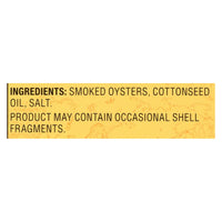 Reese Oysters - Smoked - Large - 3.7 Oz - Case Of 10