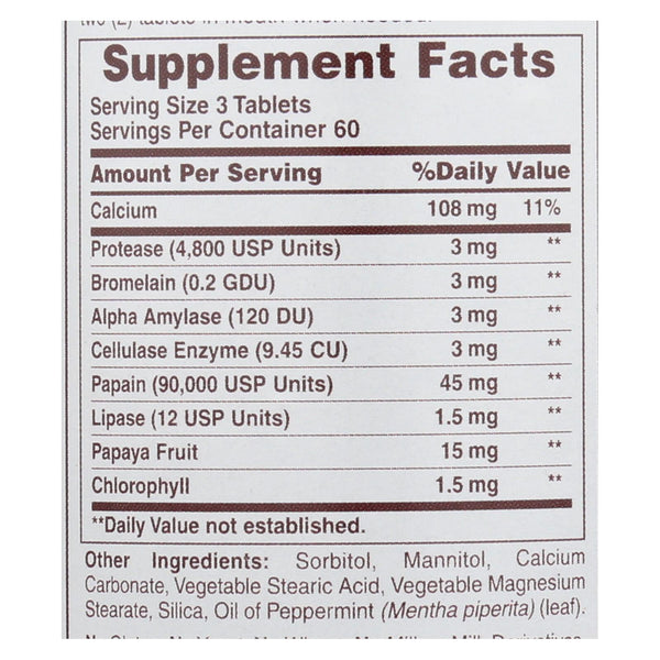 American Health - Super Papaya Enzyme Plus Chewable - 180 Chewable Tablets