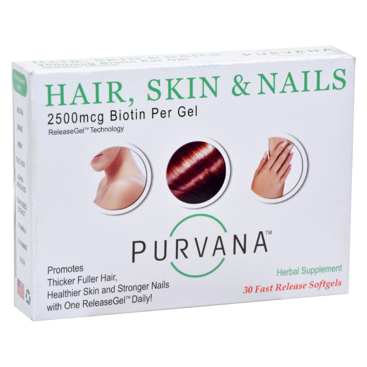 Heaven Sent Purvana Hair Skin Nails - 2500 Mcg - 30 Softgels